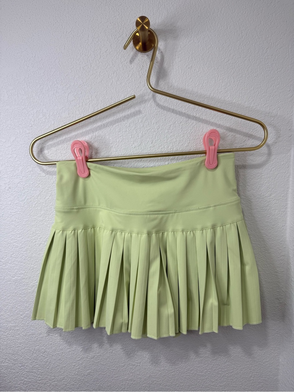 Gold Hinge Pleated Tennis Skirt Electric Lime Preppy Built In Shorts Size Small